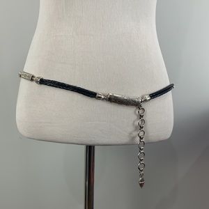 Silver and Braided Leather Hook Belt